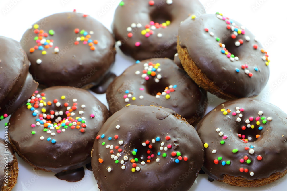 Sweet chocolate donuts
