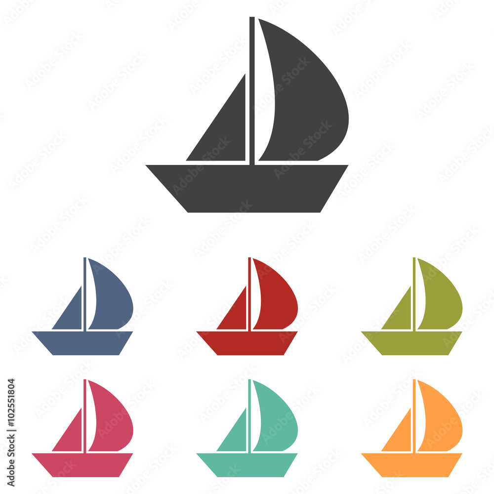 Sail Boat icons set