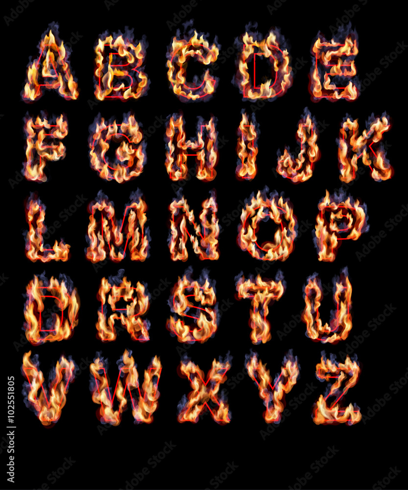 Alphabets with fire Alphabets with fire