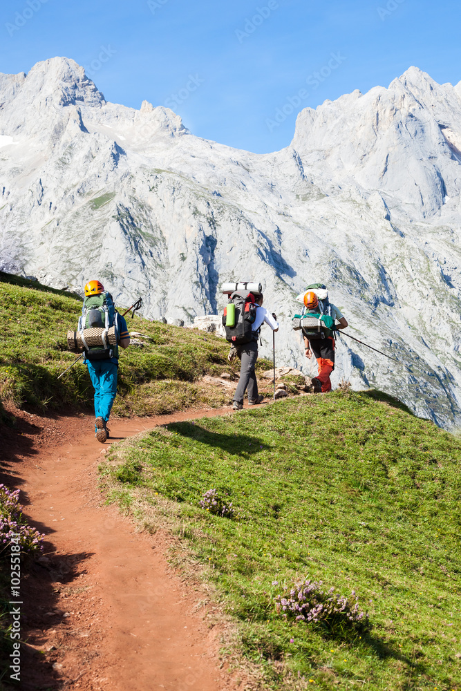 group of climbers going to mountain