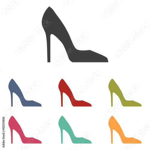 Woman shoe icons set
