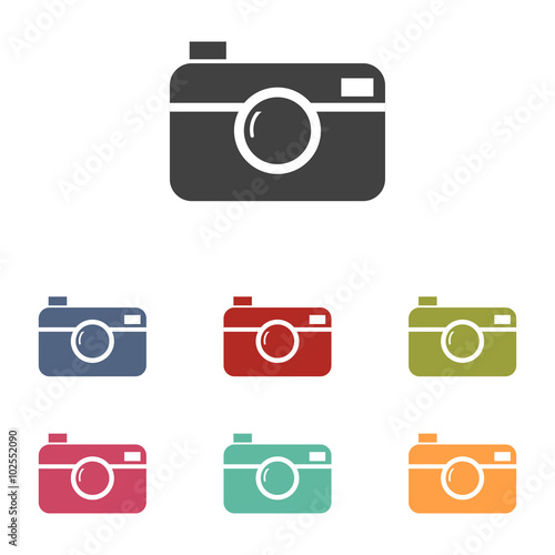 Digital photo camera icons set
