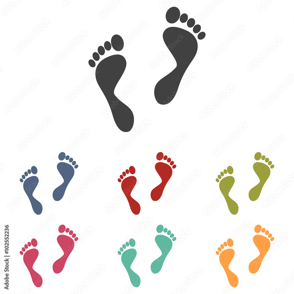 foot prints icons set foot prints icons set