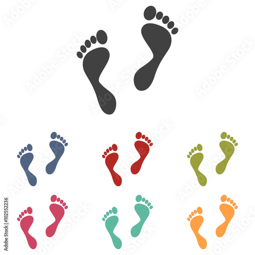 foot prints icons set 