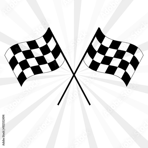 Crossed black and white checkered flags
