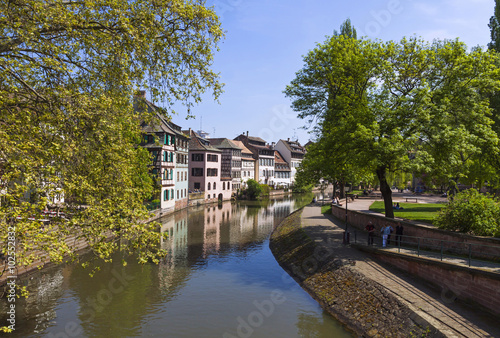 Water canal in Petite France area in Strasbourg city, France © katatonia