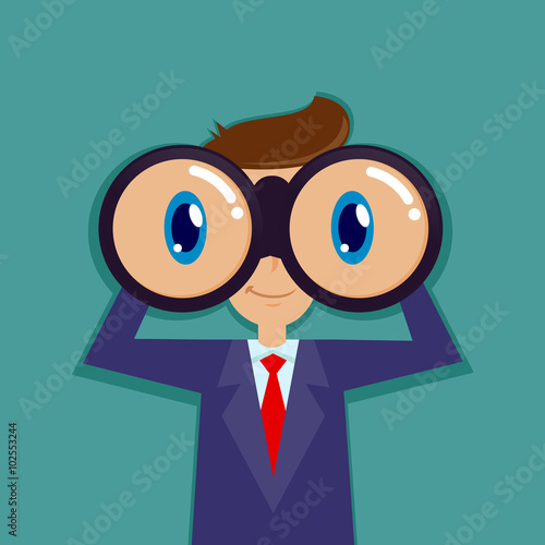 Businessman Looking Through Binocular