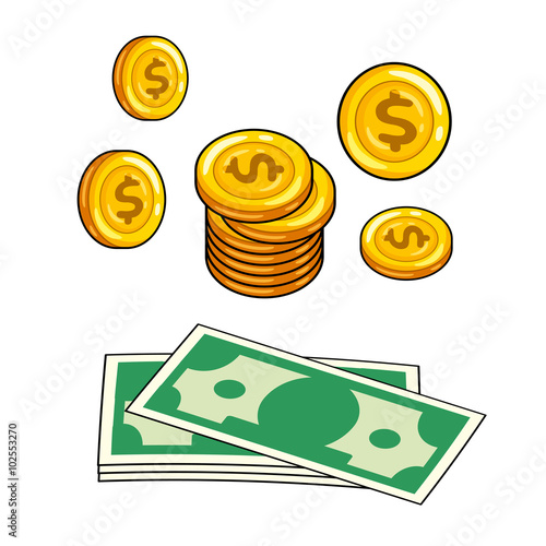 Coins and banknotes.