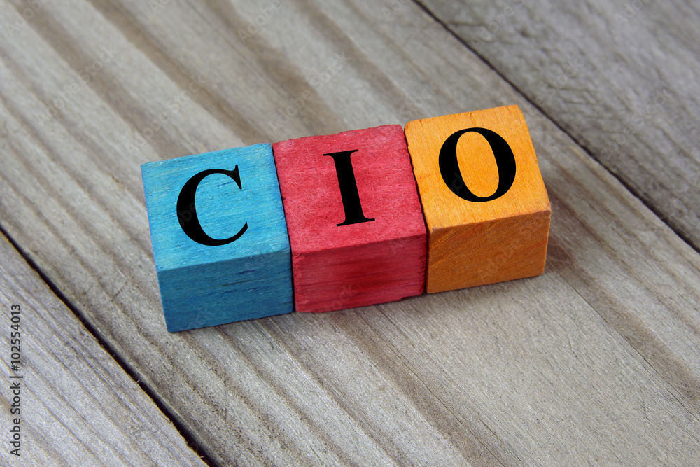 CIO (Chief Information Officer or Chief Investment Officer) text - obrazy, fototapety, plakaty 