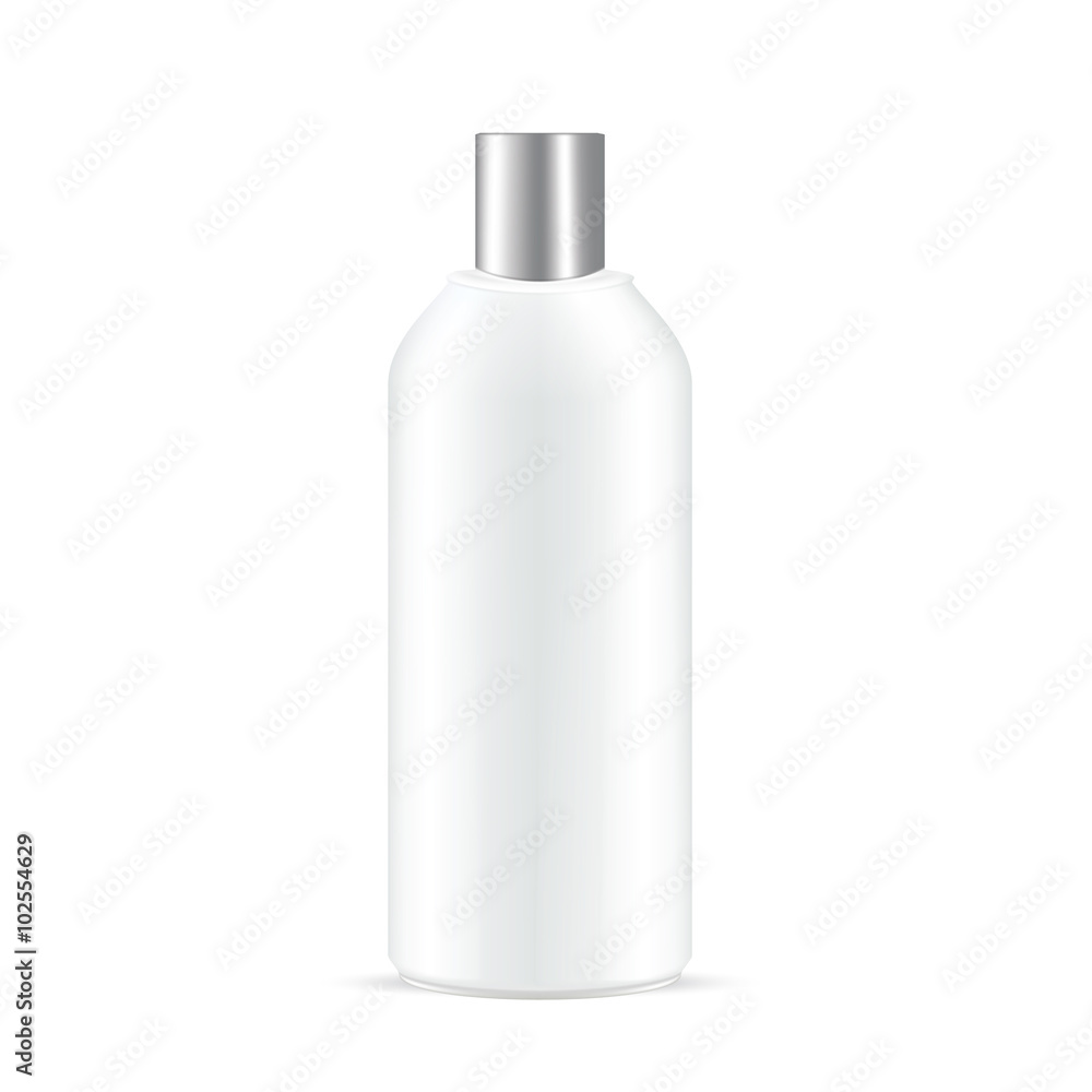 VECTOR PACKAGING: White gray tall round bottle with dark gray cap for cosmetic or cologne on isolated white background. Mock-up template ready for design. VECTOR PACKAGING: White gray tall round bottle with dark gray cap for cosmetic or cologne on isolated white background. Mock-up template ready for design.