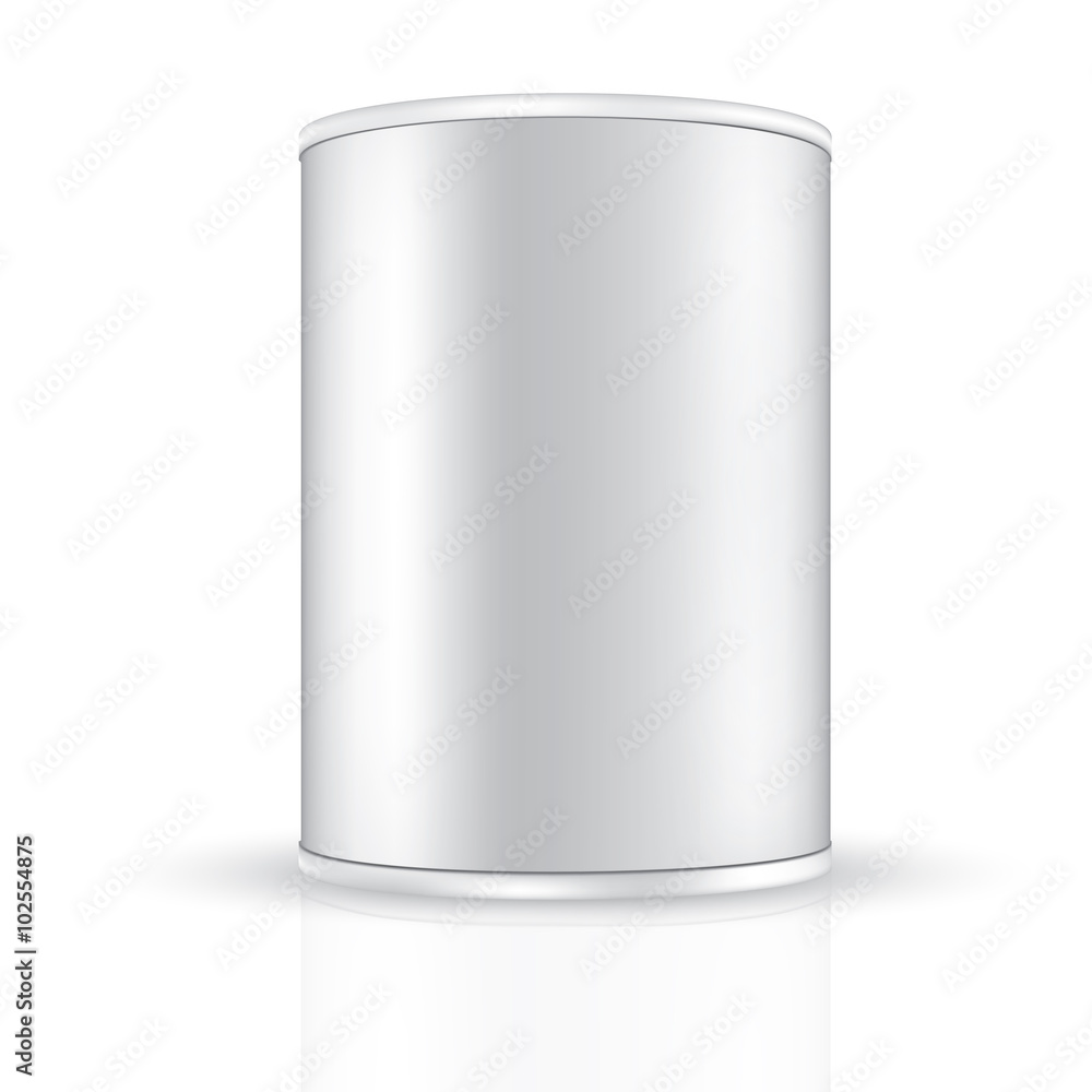 VECTOR PACKAGING: Aluminum tin round container on isolated white background. Mock-up template for design. VECTOR PACKAGING: Aluminum tin round container on isolated white background. Mock-up template for design.