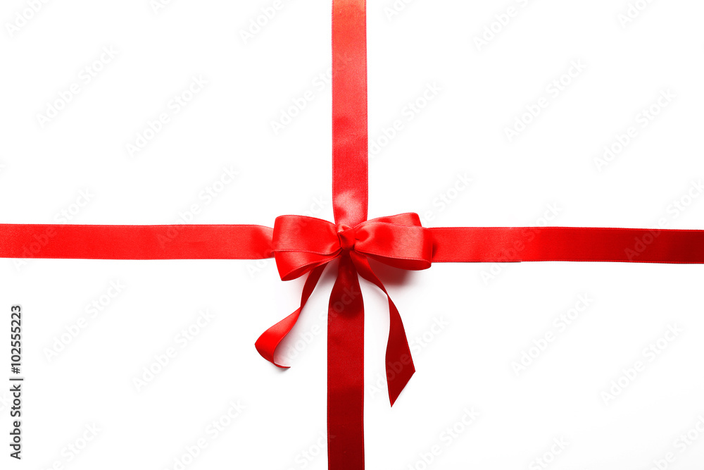 Two ribbons and bow, isolated on white Two ribbons and bow, isolated on white