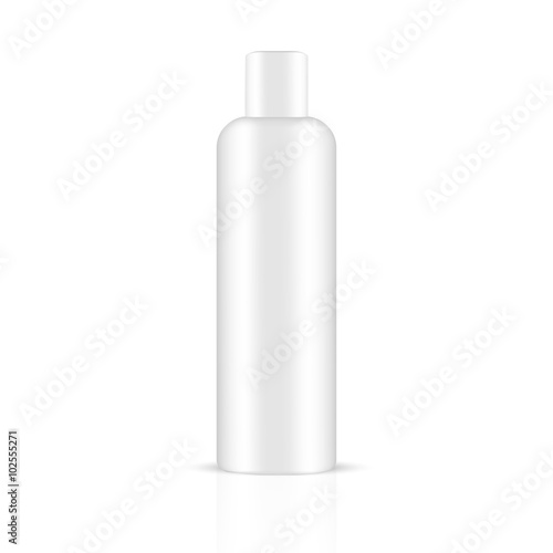 VECTOR PACKAGING: White gray tall round bottle with cap for cosmetic or cologne on isolated white background. Mock-up template ready for design.