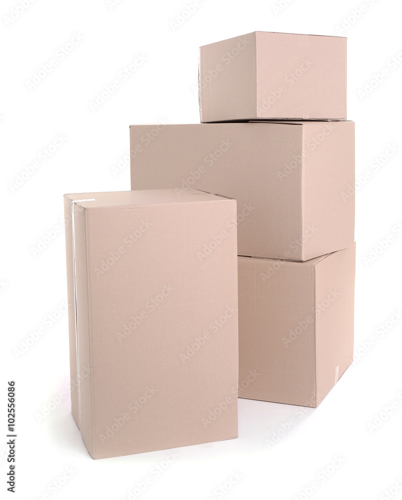 Set of cardboard boxes isolated on white Set of cardboard boxes isolated on white