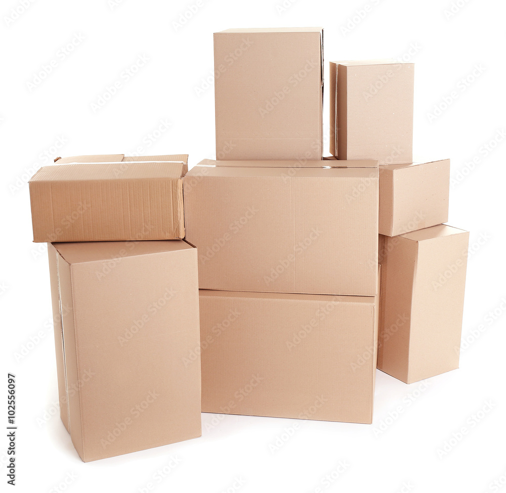 Set of cardboard boxes isolated on white Set of cardboard boxes isolated on white