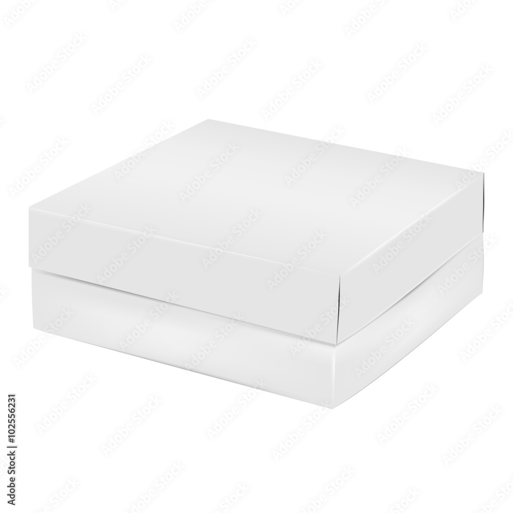 VECTOR PACKAGING: White gray packaging square box with top lid, top view on isolated white background. Mock-up template ready for design VECTOR PACKAGING: White gray packaging square box with top lid, top view on isolated white background. Mock-up template ready for design