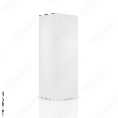 VECTOR PACKAGING: White gray packaging box on isolated white background. Mock-up template ready for design