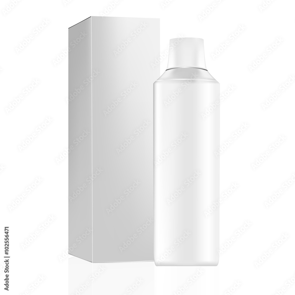 VECTOR PACKAGING: gray package box with gray tube/bottle on isolated white background. Mock-up template ready for design. VECTOR PACKAGING: gray package box with gray tube/bottle on isolated white background. Mock-up template ready for design.