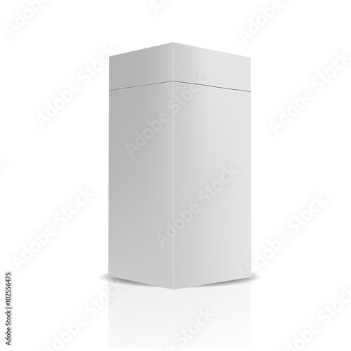 VECTOR PACKAGING: gray package box with detachable lid on isolated white background. Mock-up template ready for design. © teenah02