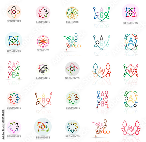 Set of vector linear logotypes, geometric abstract symbols, elegant icons
