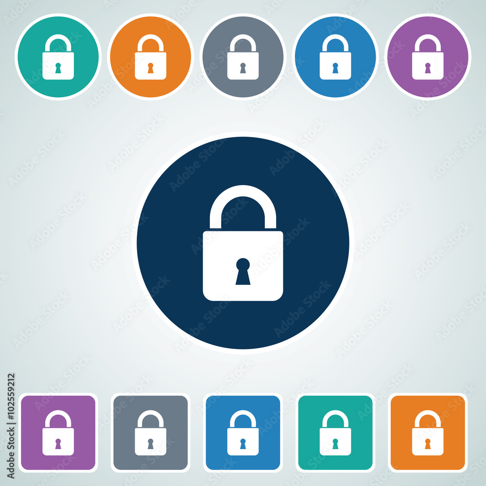 Icon of Lock in Multi Color Circle & Square Shape. Eps-10. Icon of Lock in Multi Color Circle & Square Shape. Eps-10.