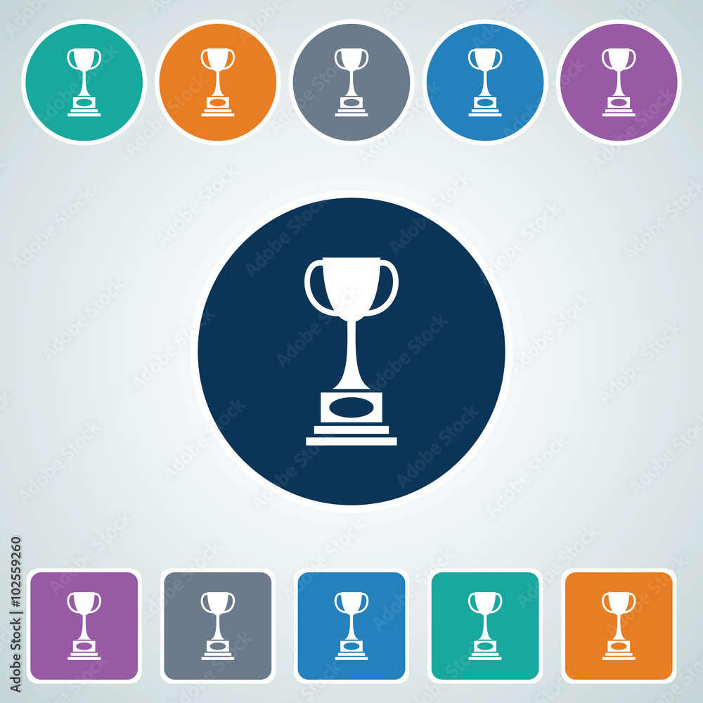 Icon of Winning Trophy in Multi Color Circle & Square Shape. Eps-10. Icon of Winning Trophy in Multi Color Circle & Square Shape. Eps-10.