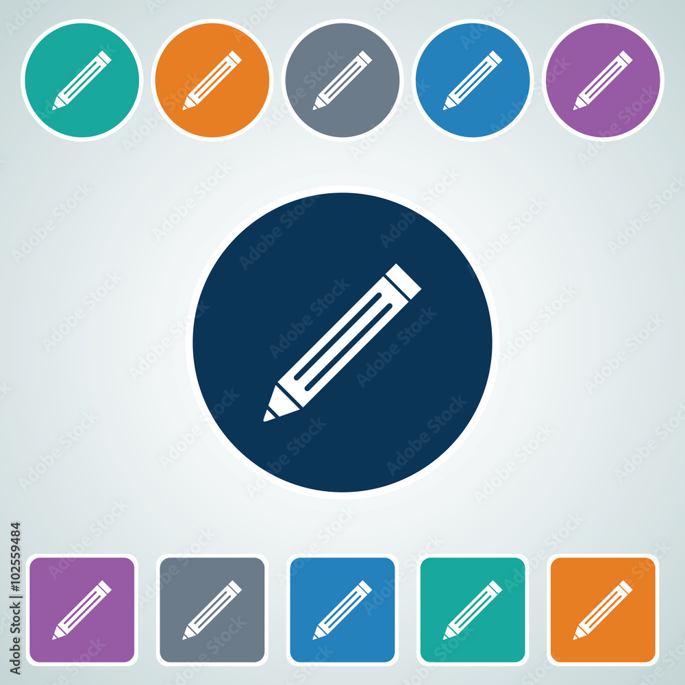 Icon of Pencil in Multi Color Circle & Square Shape. Eps-10. Icon of Pencil in Multi Color Circle & Square Shape. Eps-10.