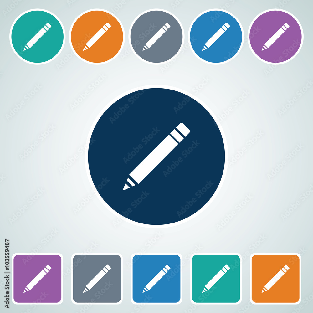 Icon of Pencil in Multi Color Circle & Square Shape. Eps-10. Icon of Pencil in Multi Color Circle & Square Shape. Eps-10.
