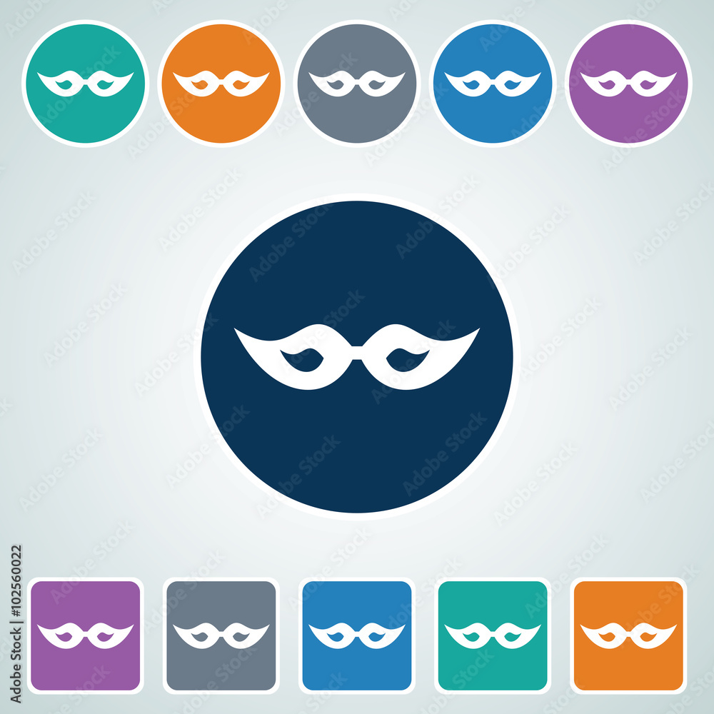 Icon of Carnival Mask in Multi Color Circle & Square Shape. Eps-10. Icon of Carnival Mask in Multi Color Circle & Square Shape. Eps-10.