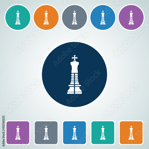 Icon of Chess King in Multi Color Circle & Square Shape. Eps-10.
