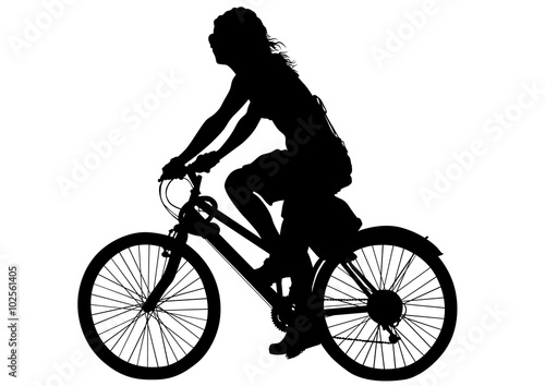 Sport woman whit bike on white background