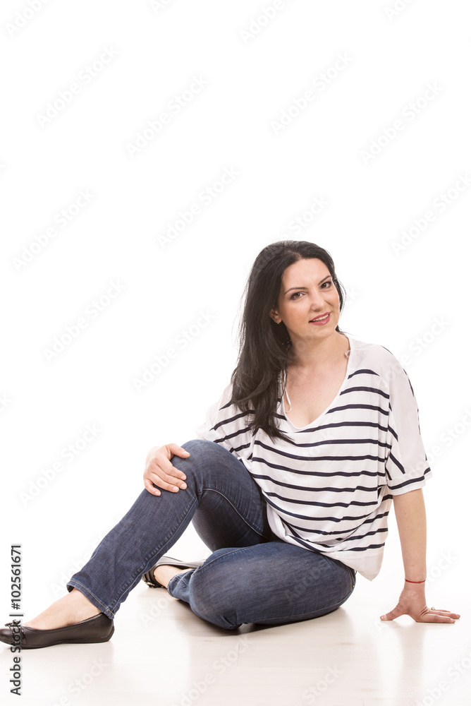Smiling woman sitting Smiling woman sitting