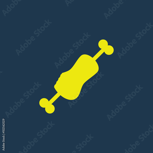 Yellow icon of Meat on dark blue background. Eps.10