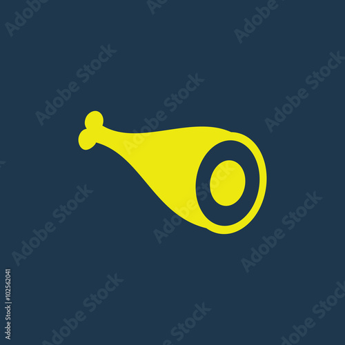 Yellow icon of Meat on dark blue background. Eps.10
