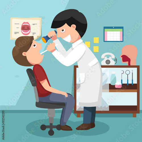 Dentist performing examination illustration
