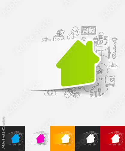 house paper sticker with hand drawn elements
