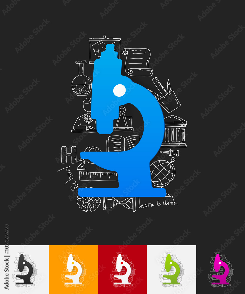 microscope paper sticker with hand drawn elements microscope paper sticker with hand drawn elements