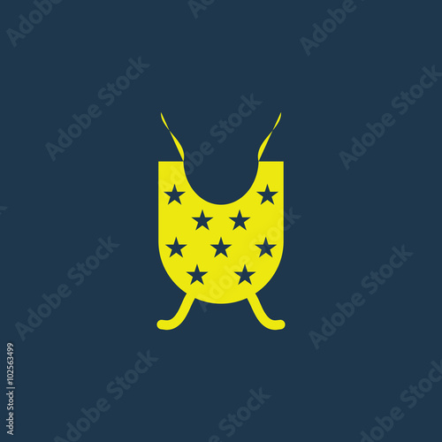 Yellow icon of Baby Clothes on dark blue background. Eps.10