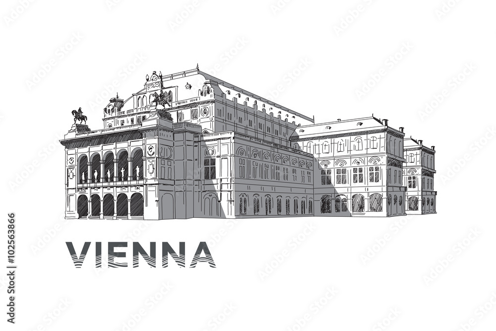 Naklejka premium The sketch of State Opera House in Vienna