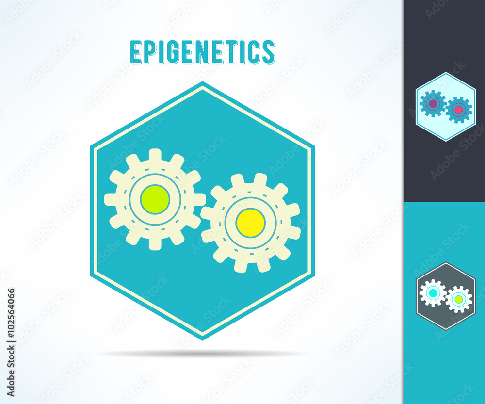 Vector dna epigenetics and genetics mechanism symbol. Cell with gears design element