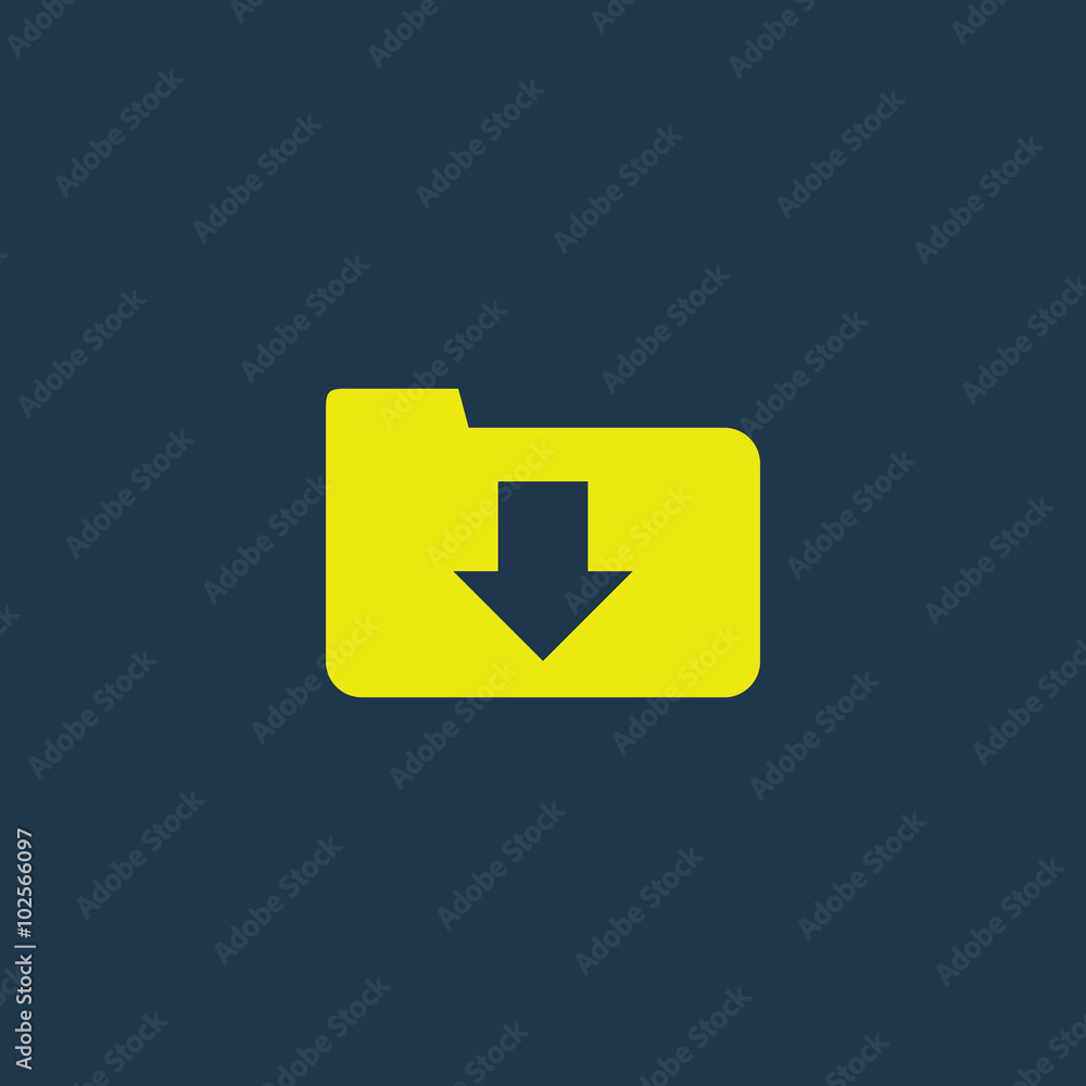 Fototapeta premium Yellow icon of Download on dark blue background. Eps.10
