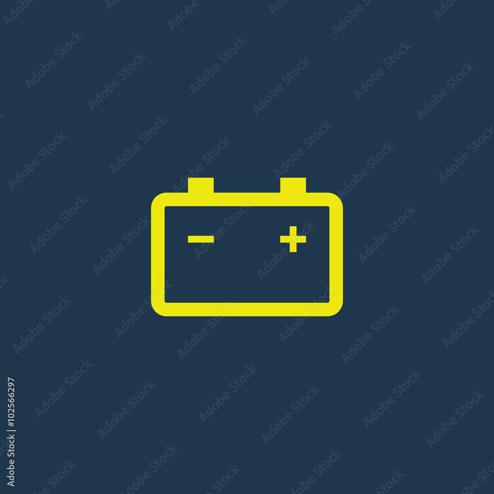 Yellow icon of Battery on dark blue background. Eps.10 Yellow icon of Battery on dark blue background. Eps.10