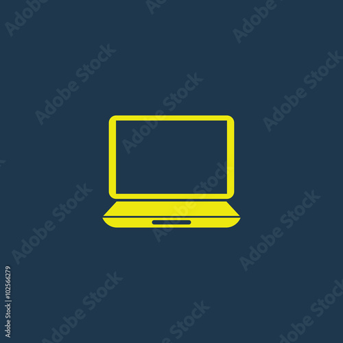 Yellow icon of Laptop on dark blue background. Eps.10