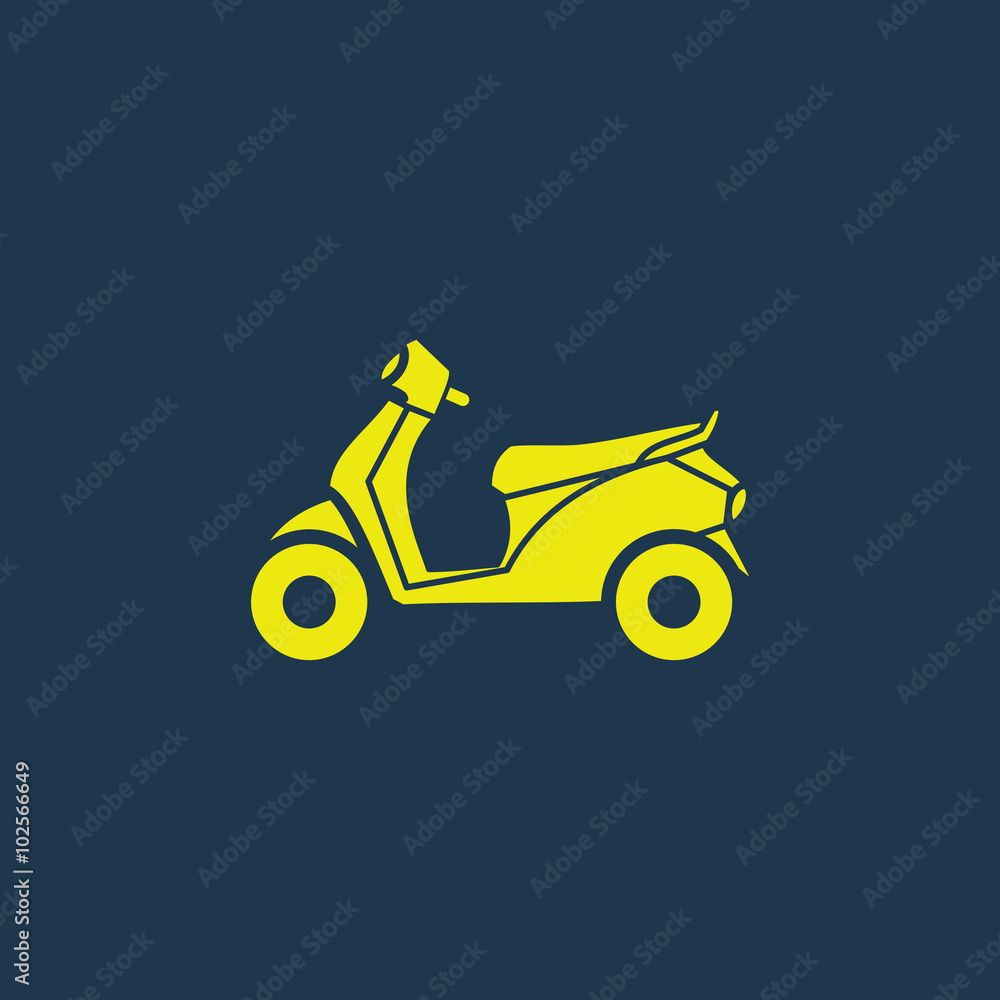 Green icon of Scooter on dark blue background. Eps.10