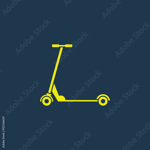 Green icon of Kids Scooter on dark blue background. Eps.10