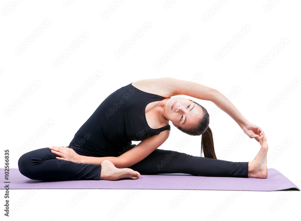 portrait of asian woman wearing black body suit sitting in yoga portrait of asian woman wearing black body suit sitting in yoga