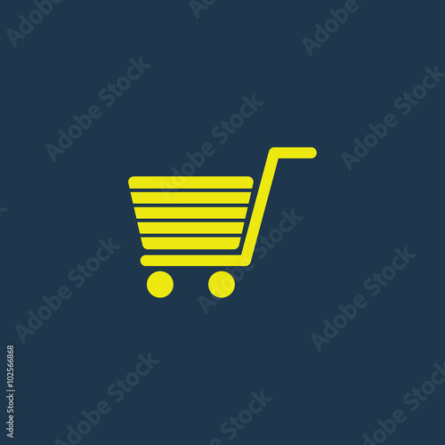 Yellow icon of Shopping Cart on dark blue background. Eps.10