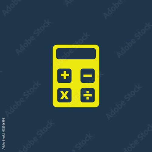 Yellow icon of Calculator on dark blue background. Eps.10