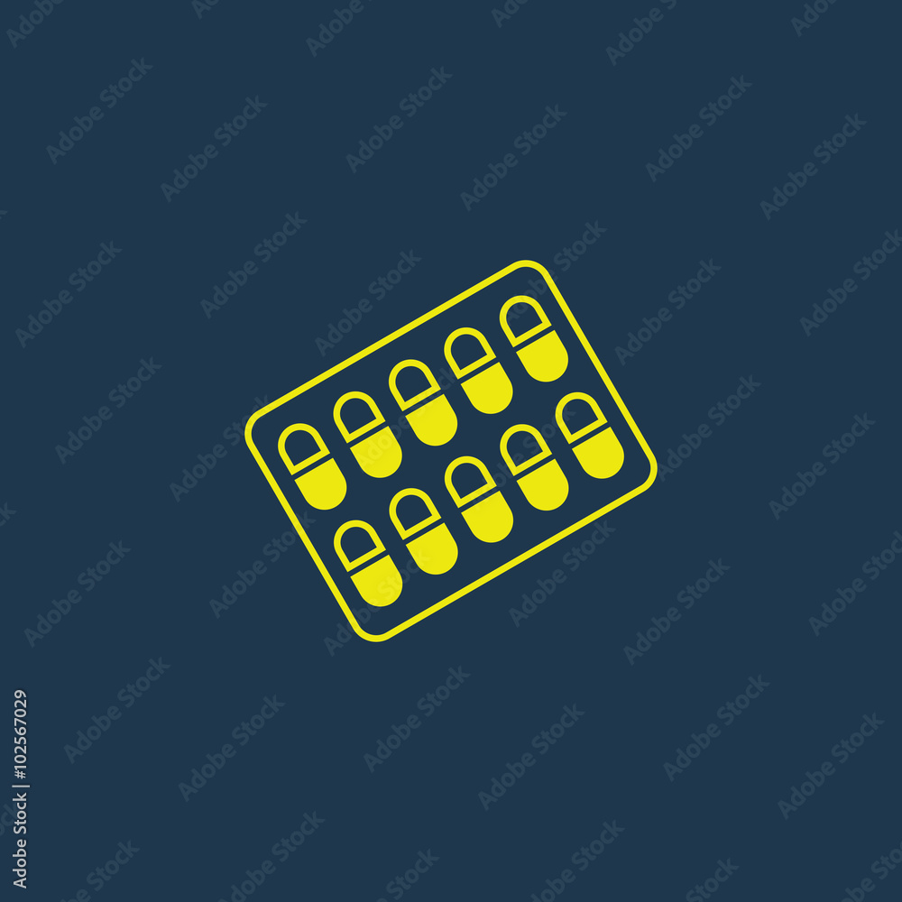 Yellow icon of Medicines on dark blue background. Eps.10 Yellow icon of Medicines on dark blue background. Eps.10