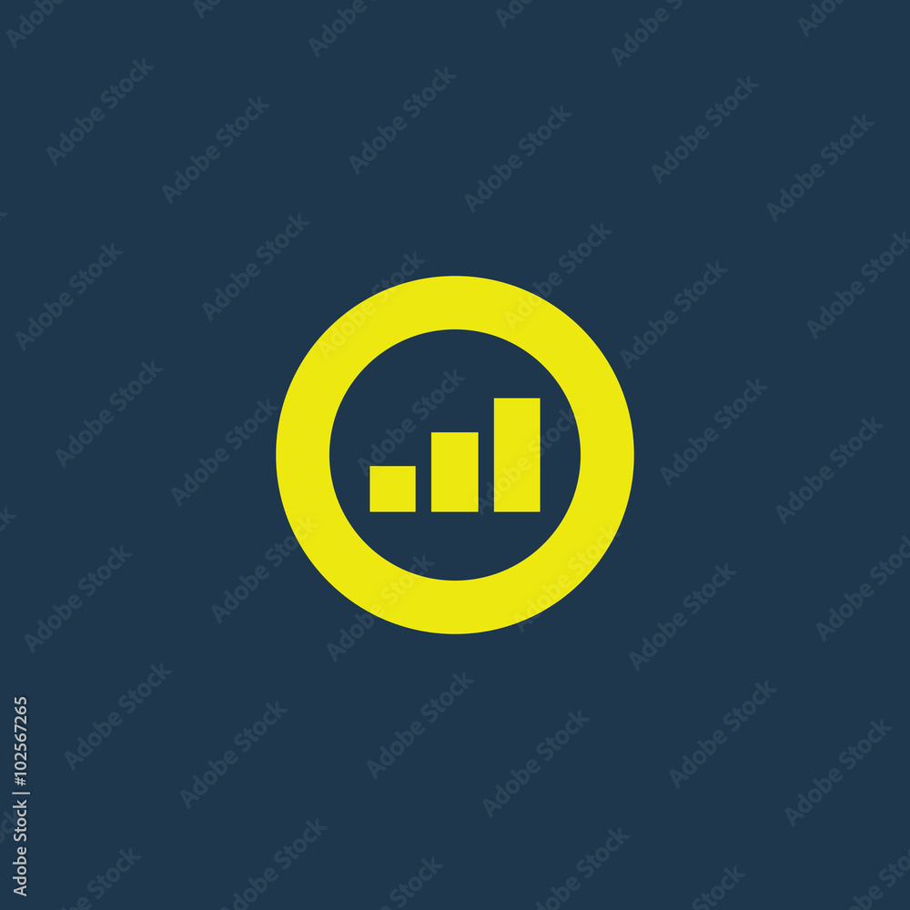 Yellow icon of Graph on dark blue background. Eps.10 Yellow icon of Graph on dark blue background. Eps.10